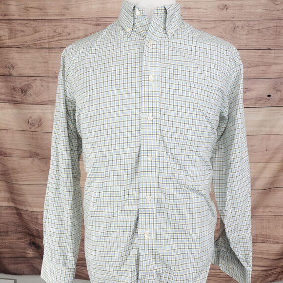 JOS A BANK EXECUTIVE COLLECTION YELLOW BLUE CHECK BUTTON DOWN SHIRT MENS SIZE L - Picture 3 of 6